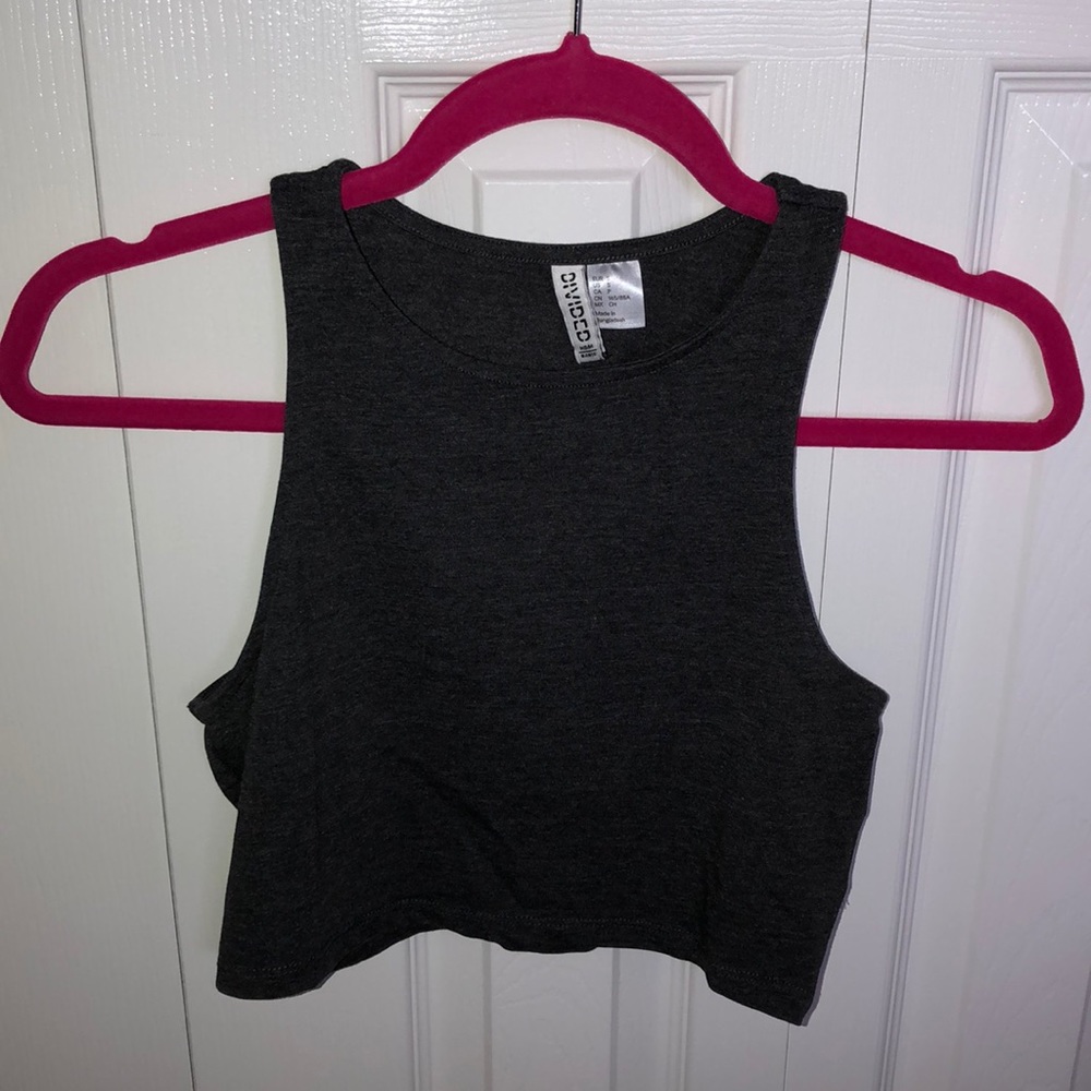 GRAY DIVIDED CROP TOP